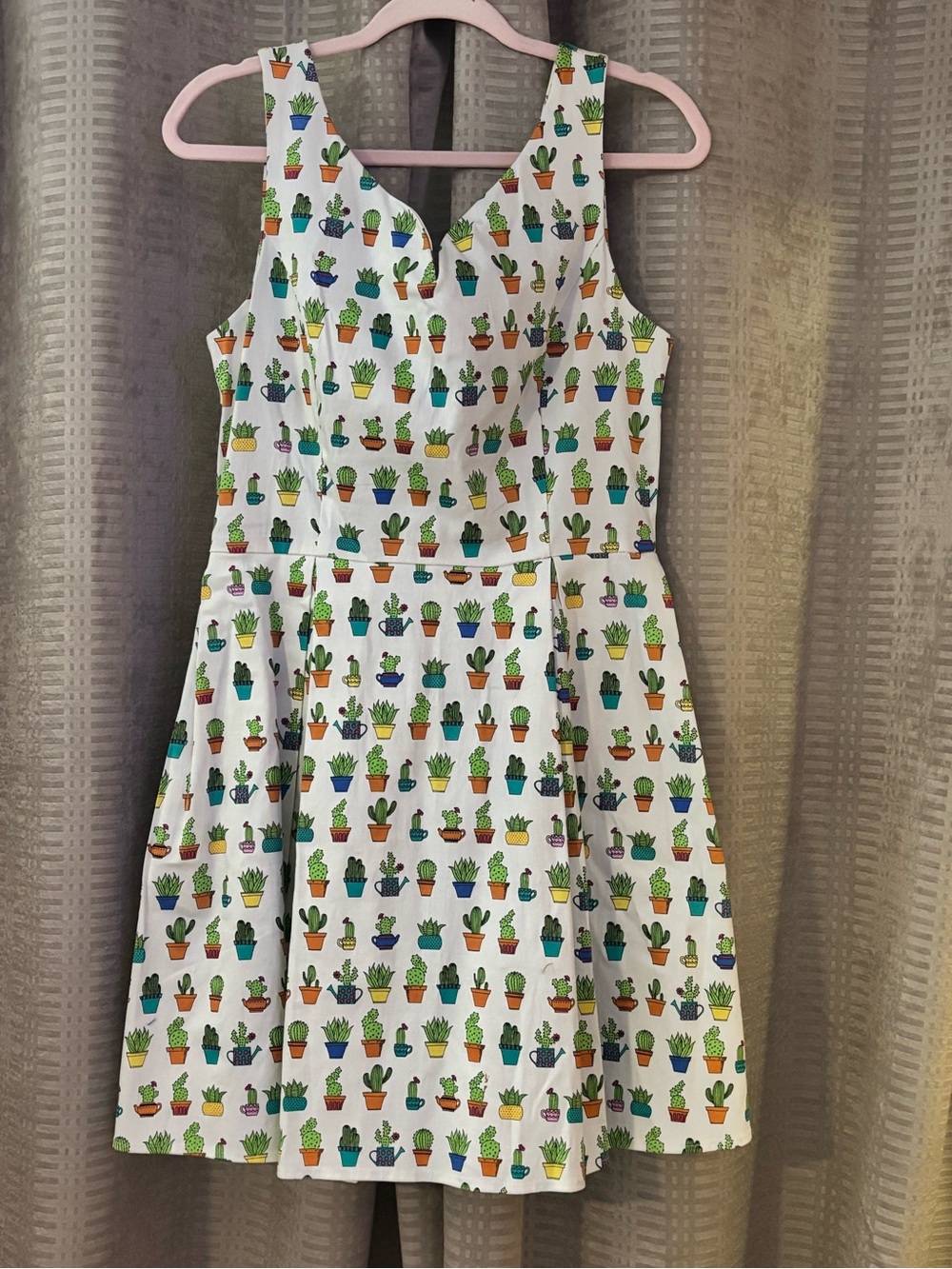 Womens Midi Dress with Multicolor Cactus Print
